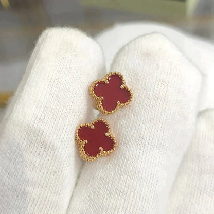 [Panda Jewelry]CLOVER MINI 9.5MM CARNELIAN EARRINGS