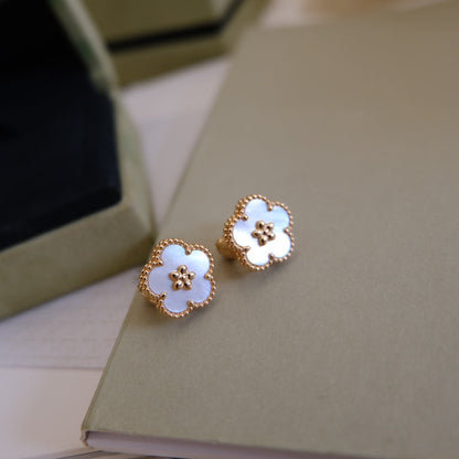 [Panda Jewelry]LUCKY PINK GOLD WHITE MOP EARRINGS