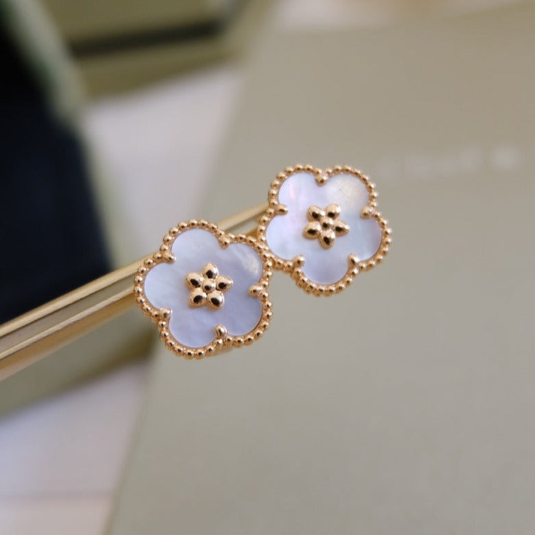 [Panda Jewelry]LUCKY PINK GOLD WHITE MOP EARRINGS