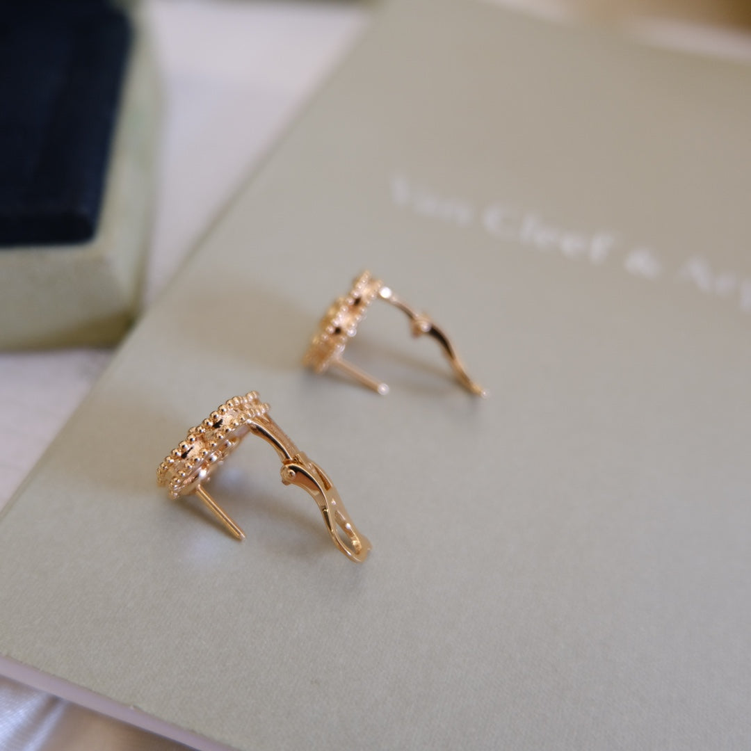[Panda Jewelry]LUCKY PINK GOLD WHITE MOP EARRINGS