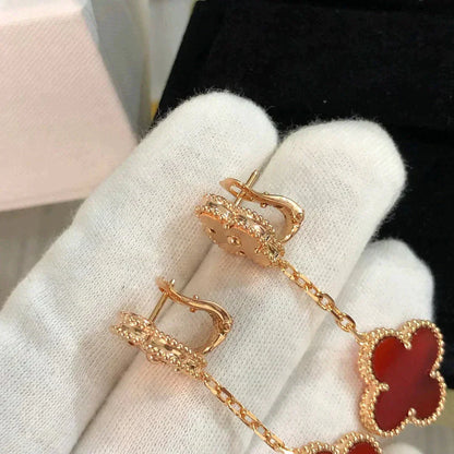 [Panda Jewelry]CLOVER 2 MOTIF  LASER CARNELIAN EARRINGS