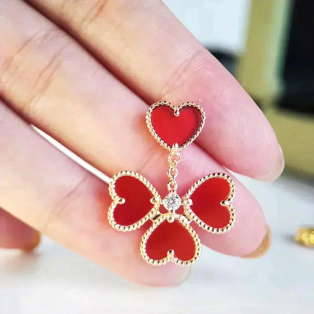 [Panda Jewelry]SWEET CLOVER CARNELIAN EARRINGS