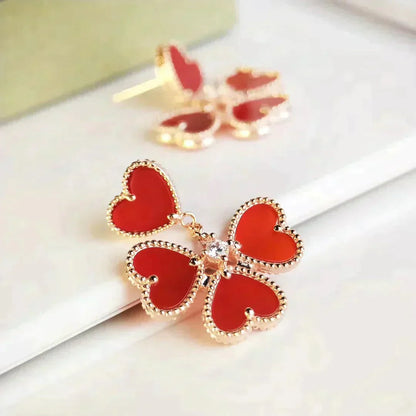 [Panda Jewelry]SWEET CLOVER CARNELIAN EARRINGS