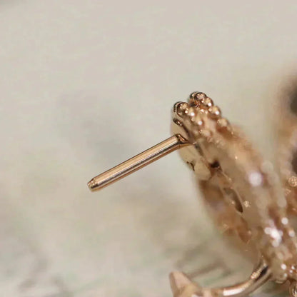 [Panda Jewelry]CLOVER MEDIUM 1 MOTIFS FUll DIAMOND EARRINGS