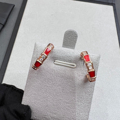 [Panda Jewelry]SERPENTI CARNELIAN PINK GOLD EARRINGS