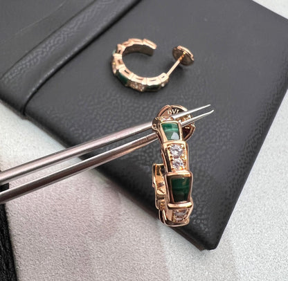 [Panda Jewelry]SERPENTI MALACHITE PINK GOLD EARRINGS