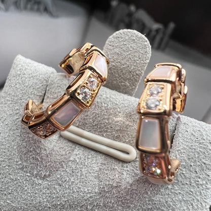 [Panda Jewelry]SERPENTI MOP PINK GOLD EARRINGS
