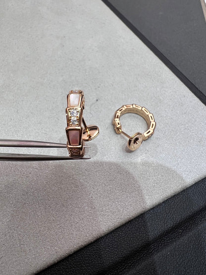 [Panda Jewelry]SERPENTI MOP PINK GOLD EARRINGS