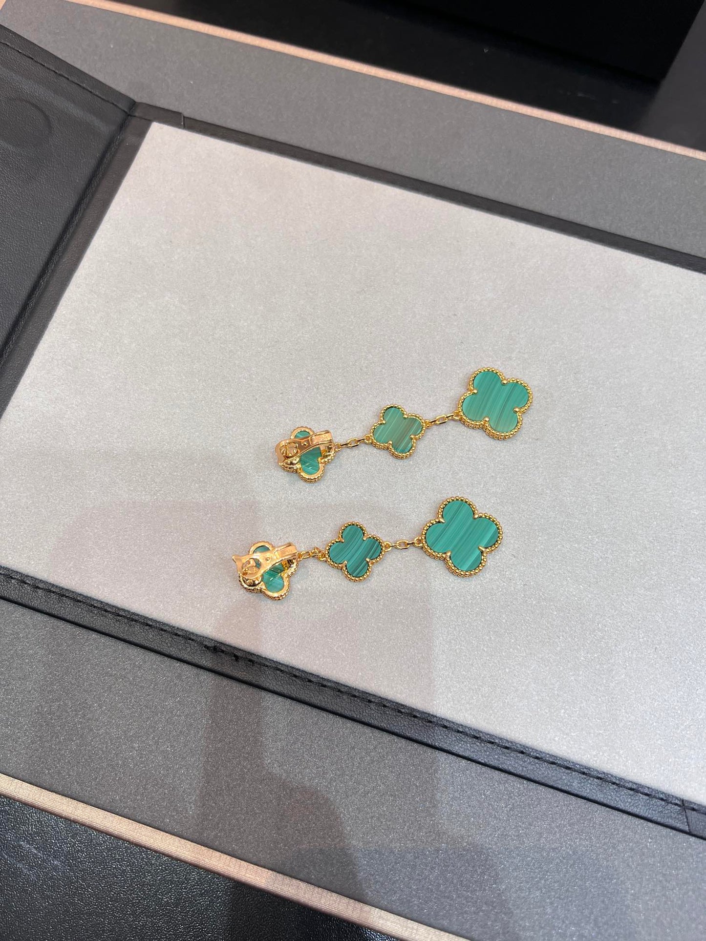 [Panda Jewelry]CLOVER MALACHITE 3 MOTIFS GOLD