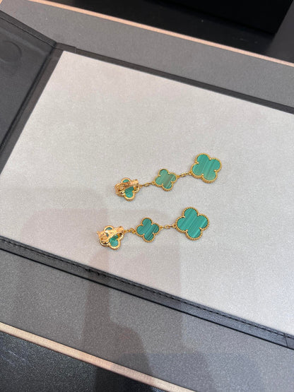 [Panda Jewelry]CLOVER MALACHITE 3 MOTIFS GOLD