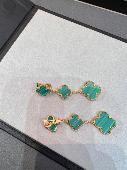 [Panda Jewelry]CLOVER MALACHITE 3 MOTIFS GOLD