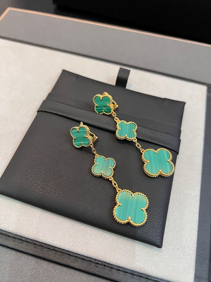 [Panda Jewelry]CLOVER MALACHITE 3 MOTIFS GOLD