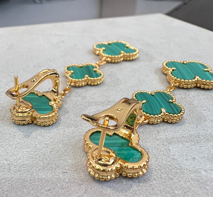 [Panda Jewelry]CLOVER MALACHITE 3 MOTIFS GOLD
