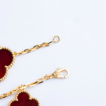 [Panda Jewelry]CLOVER BRACELET 5 MOTIFS CARNELIAN TIGER EYE
