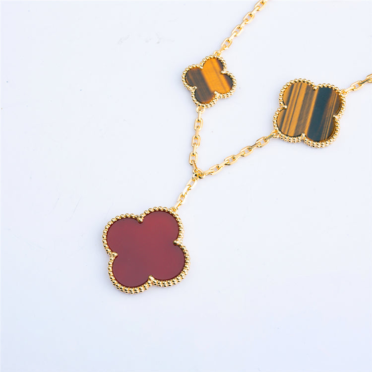 [Panda Jewelry]CLOVER BRACELET 5 MOTIFS CARNELIAN TIGER EYE
