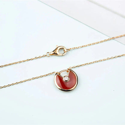 [Panda Jewelry]AMULETTE GOLD CARNELIAN ONYX NECKLACE
