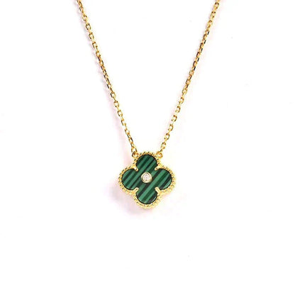 [Panda Jewelry]CLOVER 15MM DIAMOND TURQUOISE NECKLACE