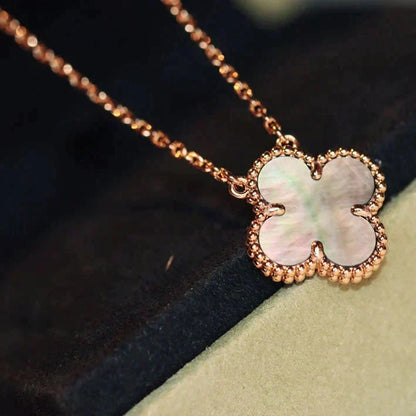 [Panda Jewelry]CLOVER 15MM  GRAY MOTHER OF PEARL NECKLACE