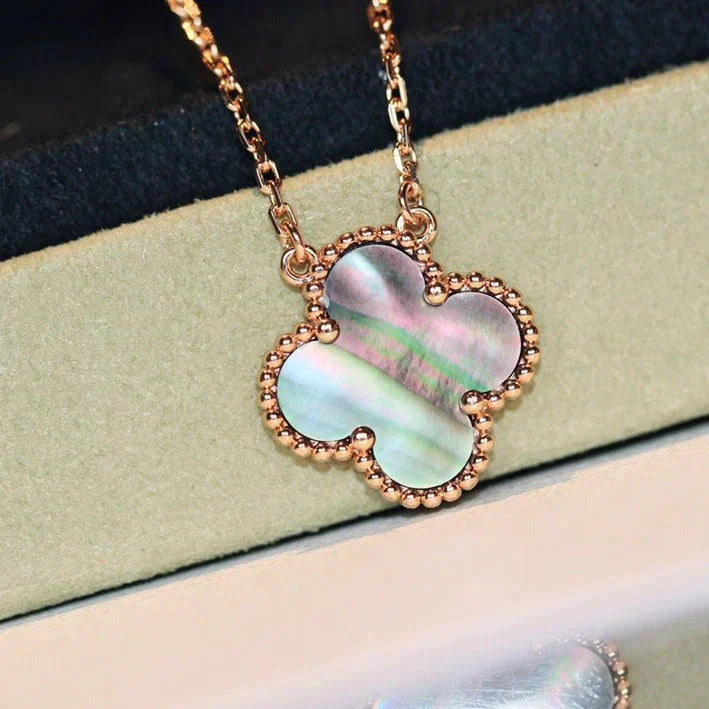 [Panda Jewelry]CLOVER 15MM  GRAY MOTHER OF PEARL NECKLACE