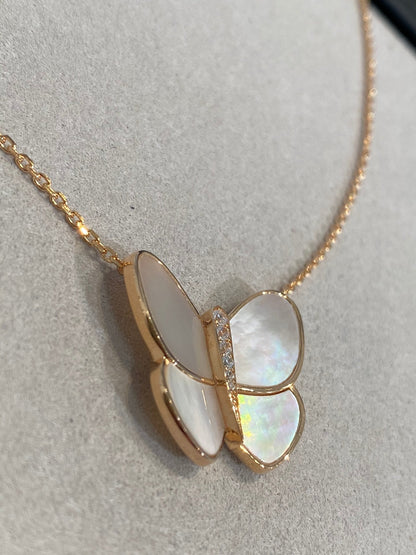 [Panda Jewelry]BUTTERFLY GOLD MOP DIAMOND NECKLACE