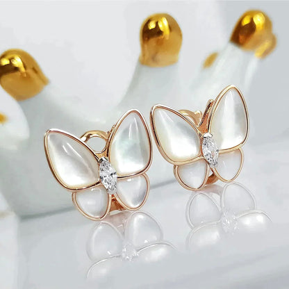 [Panda Jewelry]BUTTERFLY MOP DIAMOND EARRINGS
