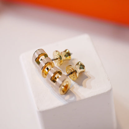 [Panda Jewelry]MINI POP H GOLD EARRINGS GREY