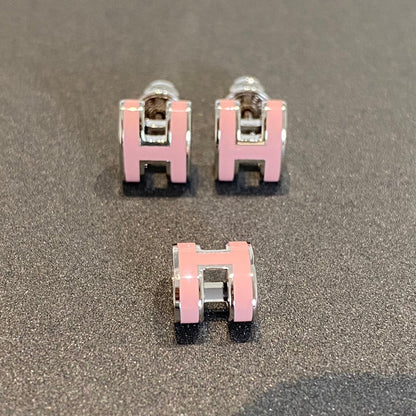 [Panda Jewelry]MINI POP H SILVER EARRINGS PINK