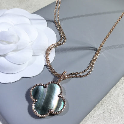 [Panda Jewelry]CLOVER 25MM GOLD DARK MOP BIG CLOVER NECKLACE