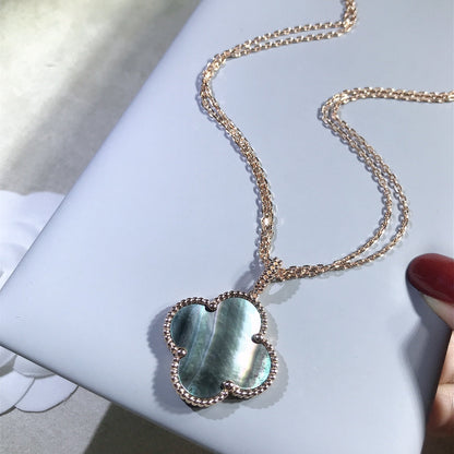 [Panda Jewelry]CLOVER 25MM GOLD DARK MOP BIG CLOVER NECKLACE