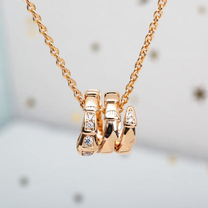 [Panda Jewelry]SERPENTI PINK GOLD NECKLACE DIAMOND