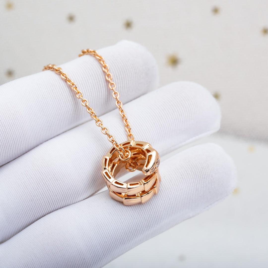 [Panda Jewelry]SERPENTI PINK GOLD NECKLACE DIAMOND