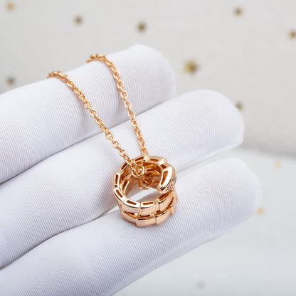 [Panda Jewelry]SERPENTI PINK GOLD NECKLACE DIAMOND
