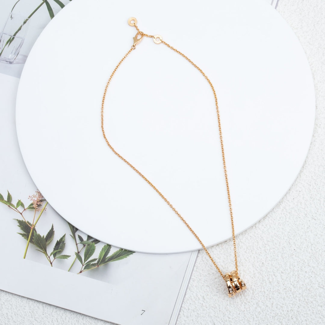 [Panda Jewelry]SERPENTI PINK GOLD NECKLACE DIAMOND