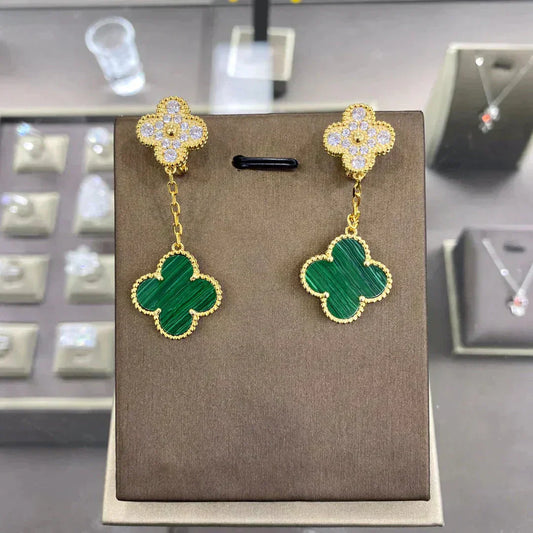 [Panda Jewelry]CLOVER  2 MOTIFS  DIAMOND  EARRINGS (MULTIPLE CHOICESç´