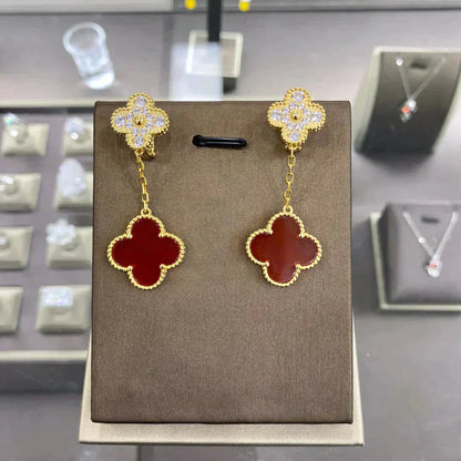 [Panda Jewelry]CLOVER  2 MOTIFS  DIAMOND  EARRINGS (MULTIPLE CHOICESç´