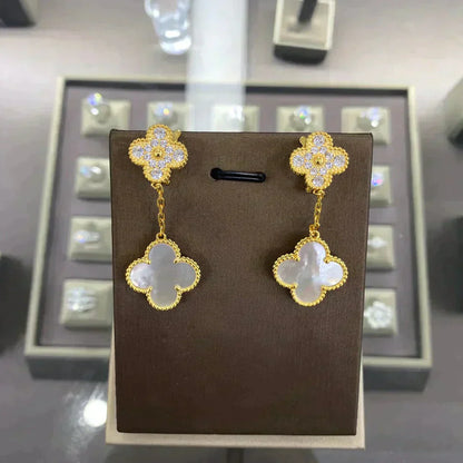 [Panda Jewelry]CLOVER  2 MOTIFS  DIAMOND  EARRINGS (MULTIPLE CHOICESç´
