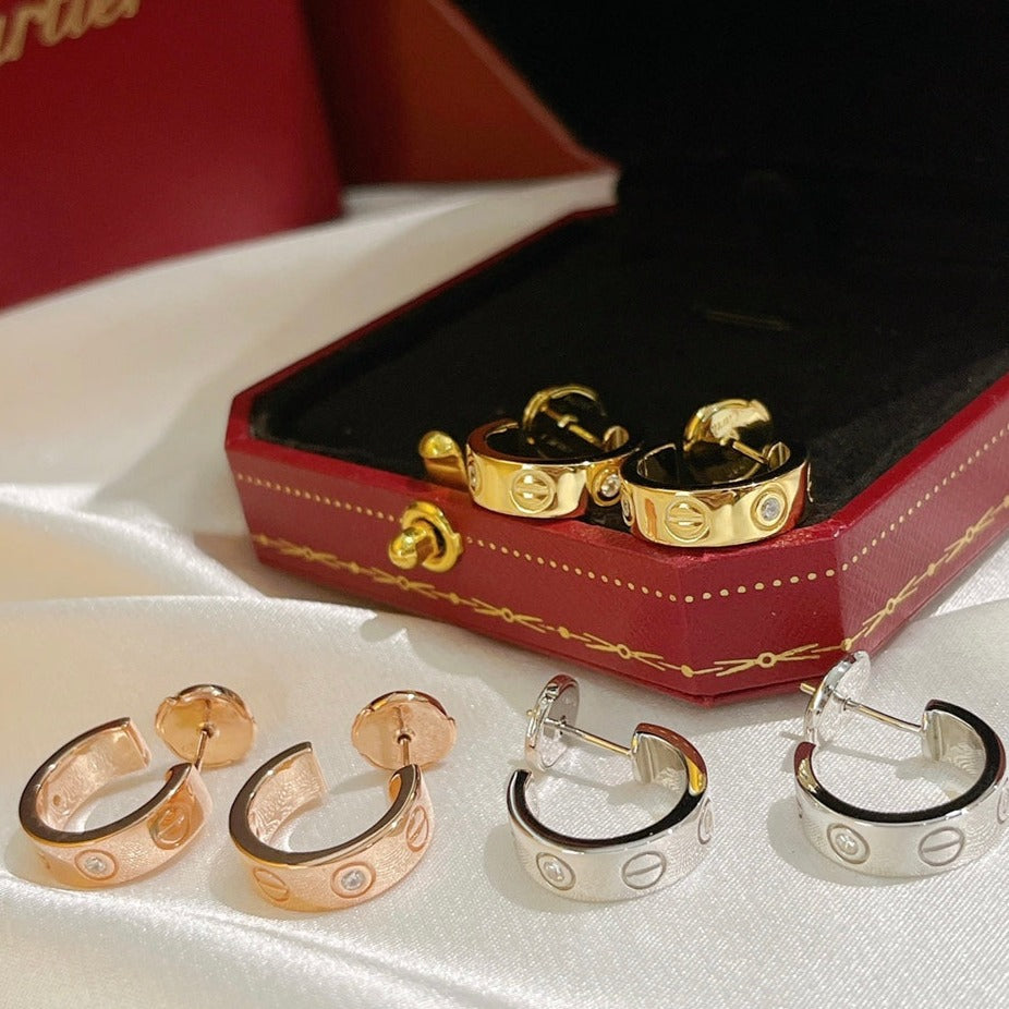 [Panda Jewelry]LOVE EARRINGS 5.7MM 2 DIAMONDS