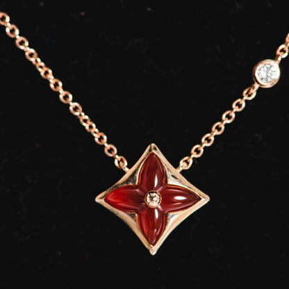 [Panda Jewelry]STAR NECKLACE PINK GOLD 1 DIAMOND