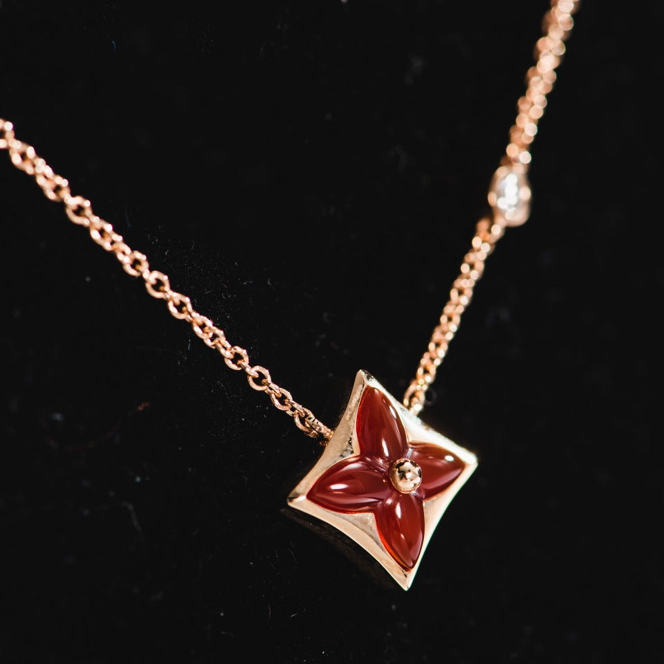 [Panda Jewelry]STAR NECKLACE PINK GOLD 1 DIAMOND
