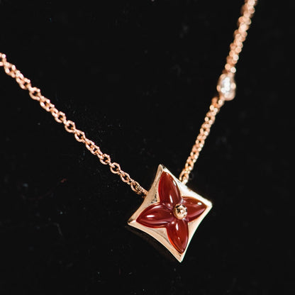 [Panda Jewelry]STAR NECKLACE PINK GOLD 1 DIAMOND