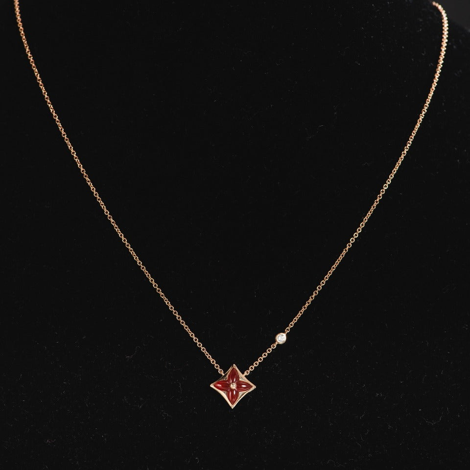 [Panda Jewelry]STAR NECKLACE PINK GOLD 1 DIAMOND