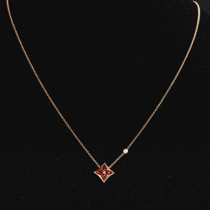 [Panda Jewelry]STAR NECKLACE PINK GOLD 1 DIAMOND