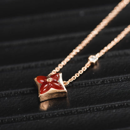[Panda Jewelry]STAR NECKLACE PINK GOLD 1 DIAMOND