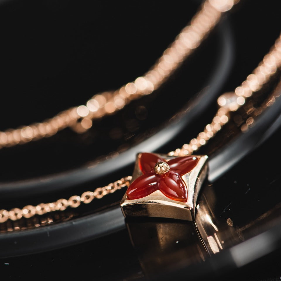 [Panda Jewelry]STAR NECKLACE PINK GOLD 1 DIAMOND