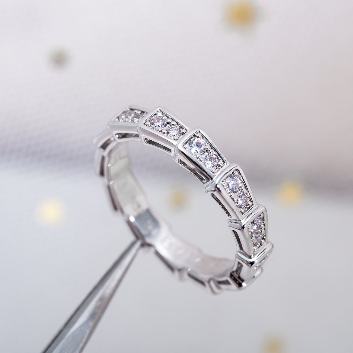 [Panda Jewelry]SERPENTI RING SILVER DIAMOND PAVED 3MM