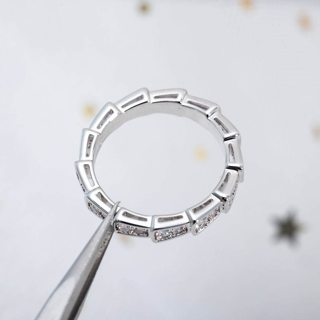 [Panda Jewelry]SERPENTI RING SILVER DIAMOND PAVED 3MM