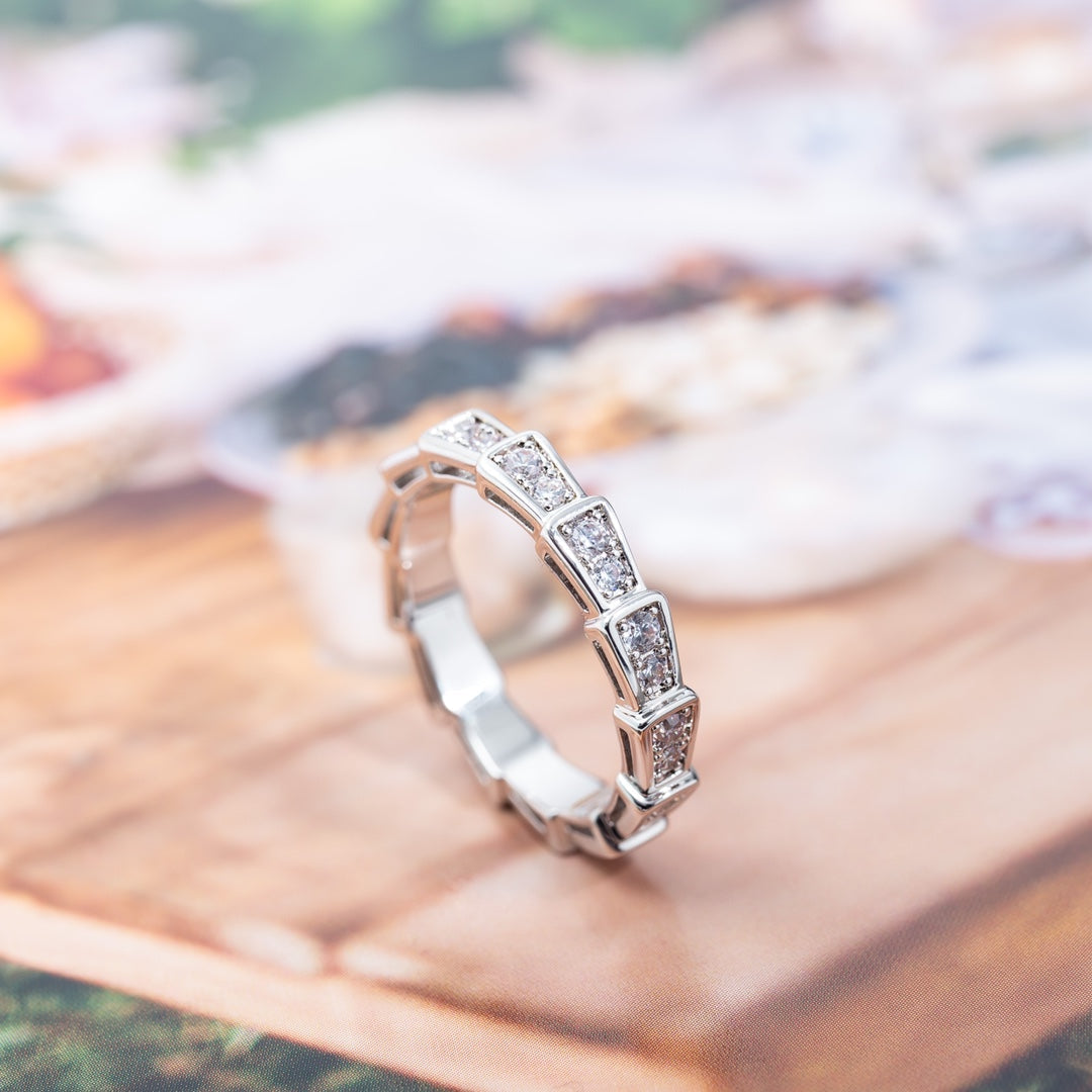 [Panda Jewelry]SERPENTI RING SILVER DIAMOND PAVED 3MM