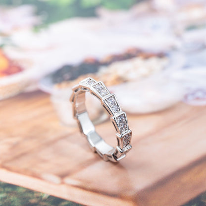 [Panda Jewelry]SERPENTI RING SILVER DIAMOND PAVED 3MM