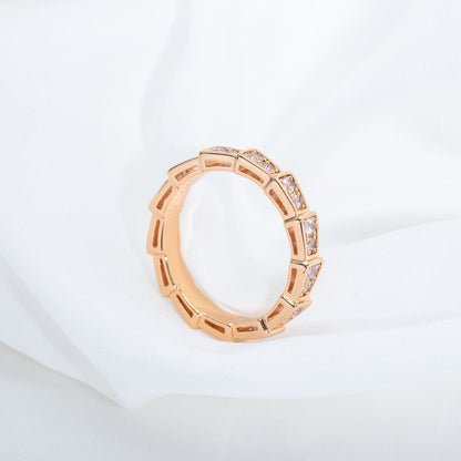 [Panda Jewelry]SERPENTI RING PINK GOLD DIAMOND PAVED 3MM