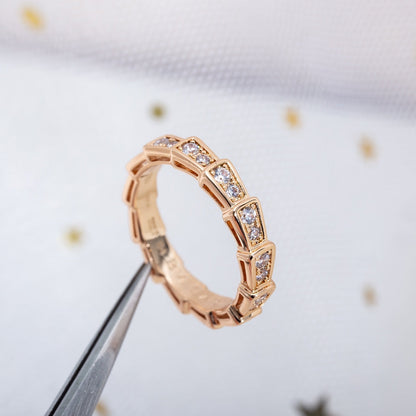 [Panda Jewelry]SERPENTI RING PINK GOLD DIAMOND PAVED 3MM
